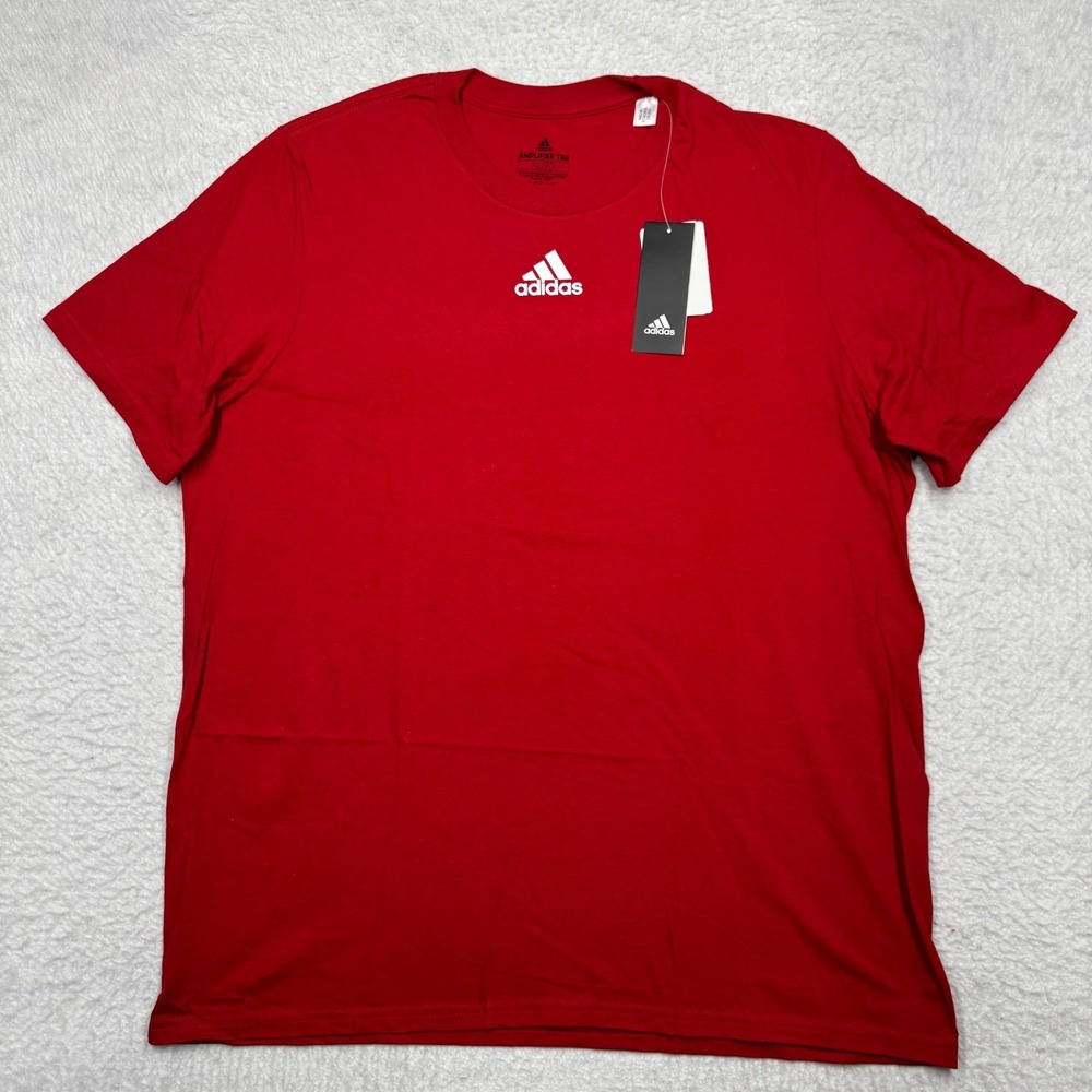 NWT‎ Adidas Amplifier Short Sleeve Sportswear 100% Cotton Red T-Shirt Men's XL